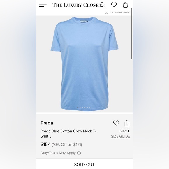 Prada Size XS Blue Cotton Crew Neck T-Shirt - Picture 9 of 10